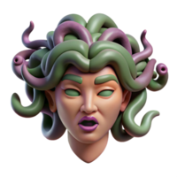exemplary classic Hyper-specific, photorealistic professional render of an isolated Medusa head, snakes meticulously detailed, eyes closed Isolated cutout with Transparent Background impeccable png