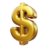 verlockend ätherisch modern ein einzel, realistisch Dollar Zeichen, gemacht von poliert Gold mit transparent Hintergrund Original png