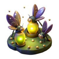 impressive modern A Group of Fireflies Glowing in the detailed png