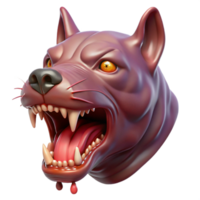 dreamy majestic Photorealistic, ultra-detailed, isolated cutout of a single Cerberus head, saliva dripping from fangs with Transparent Background ultra HD png