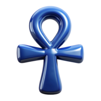 calm alluring Ultra-detailed concept art style, isolated cutout of a single, ornate Egyptian Ankh made of polished lapis lazuli with Transparent Background top-tier png