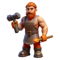 celebrated renaissance Hephaestus, God of the Forge, holding a hammer with Transparent Background professional png