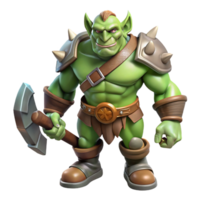 breathtaking exceptional A powerful orc warrior, battle-axe in hand, scarred face with Transparent Background png