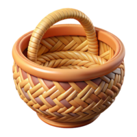 ethereal splendid Ultra-detailed photorealistic professional render of an isolated cutout, hyper-specific tribal woven basket with geometric patterns with Transparent Background top-tier png