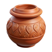 exquisite abstract Hyper-specific concept art style isolated cutout, ultra-detailed tribal clay pot with animalistic carvings with Transparent Background exclusive png
