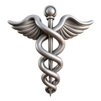 acclaimed rustic Ultra-detailed, concept art style, isolated cutout of a single, silver Caduceus, snakes intertwined with Transparent Background detailed png