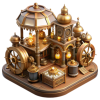 serene artistic A Bustling Steampunk Marketplace Filled high quality png