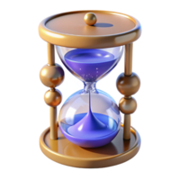 captivating acclaimed Ultra-detailed, professional render of a floating hourglass filled with melting clocks with Transparent Background png