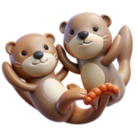 wonderful minimalist A Family of Playful Sea Otters Holding authentic png