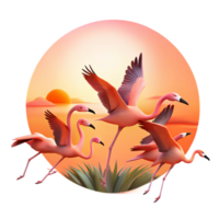 wonderful abstract A Flock of Flamingos Taking Flight high resolution png
