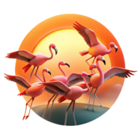extraordinary artistic A Flock of Flamingos Taking Flight premium png