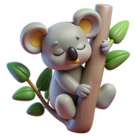 extraordinary artistic A Sleepy Koala Clinging to a Eucalyptus detailed png