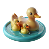 serene rustic A Family of Ducks Swimming in a Pond detailed png