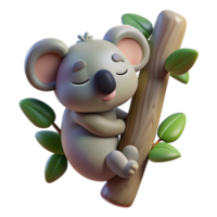 beautiful minimalist A Sleepy Koala Clinging to a Eucalyptus professional png