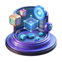 alluring remarkable Holographic display, futuristic interface icons, data streams with Transparent Background png