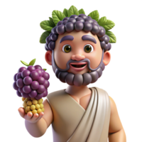 breathtaking unforgettable Dionysus, God of Wine, holding grapes, with Transparent Background png