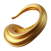 enchanting creative Hyper-specific professional render, isolated cutout of an Art Nouveau whiplash curve, elegant flowing line, gold color, detailed texture with Transparent Background genuine png