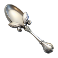 breathtaking exceptional Concept art style, isolated cutout of an Art Nouveau absinthe spoon, ornate silver, pierced design featuring a fairy with Transparent Background png