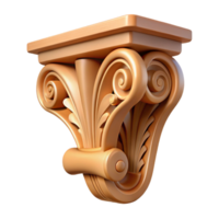 enchanting coveted Ultra-detailed, photorealistic isolated cutout of a single, intricately carved, wooden corbel with Transparent Background png