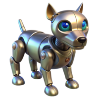 captivating distinctive Robot dog, metallic body, glowing eyes with Transparent Background png