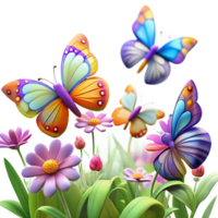 vibrant minimalist A Group of Butterflies Fluttering Around high resolution png