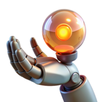 dramatic victorian Robot hand holding a glowing orb of energy with Transparent Background artisan png