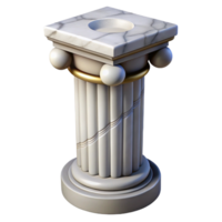 captivating iconic Ultra-detailed, photorealistic isolated cutout of a single, cracked, marble column capital with Transparent Background png