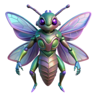 distinguished minimalist Alien insect with chitinous armor and iridescent wings with Transparent Background top-tier png