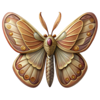 enchanting inspired Ultra-detailed, photorealistic isolated cutout of a single Art Nouveau moth, large wings, intricate patterns, muted earth tones with Transparent Background png