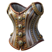 captivating standout Steampunk corset with intricate lacing and metallic embellishments with Transparent Background png
