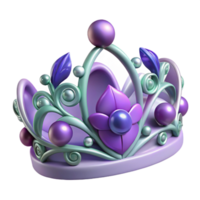extraordinary artistic Hyper-specific, professional render, isolated cutout Art Nouveau tiara, silver, intricate leaf and vine design, amethyst gemstones with Transparent Background high resolution png