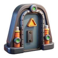 breathtaking whimsical surreal Spaceship door with locking mechanism and warning lights with Transparent Background luxury png