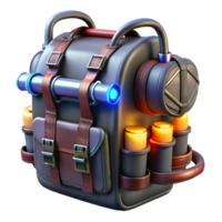 breathtaking calm coastal Cyberpunk backpack, armored plating, glowing tubes with Transparent Background handcrafted png