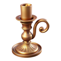 beautiful timeless Hyper-specific, professional render, isolated cutout Art Nouveau candlestick, brass, elongated shape, stylized floral base with Transparent Background png