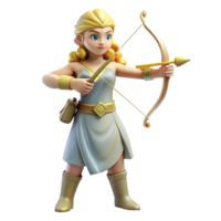 exquisite whimsical geometric Artemis, Goddess of the Hunt, with bow and arrow, with Transparent Background authentic png