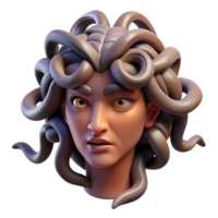 acclaimed bohemian Photorealistic concept art style render of a single Medusa head, snakes writhing, isolated cutout with Transparent Background original png