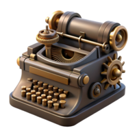 beautiful acclaimed Steampunk typewriter with exposed keys and gears with Transparent Background png