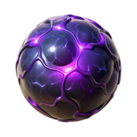 ethereal vibrant Hyper-specific, professional render of a single, levitating orb of dark energy, crackling with purple electricity with Transparent Background gallery standard png