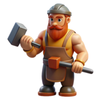enchanting memorable Hephaestus, God of the Forge, holding a hammer, with Transparent Background png