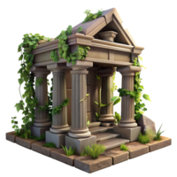 serene rustic Ruined Temple Overgrown with Vines authentic png