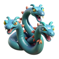 dazzling melancholic minimalist Hydra, multi-headed serpent, with Transparent Background museum quality png