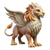beautiful intense renaissance Griffin, mythical creature, lion and eagle, with Transparent Background high resolution png