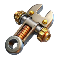 dynamic pristine Steampunk wrench with adjustable jaws and brass accents with Transparent Background crisp png