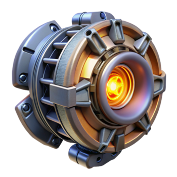 energico vivace navicella spaziale motore nucleo con raggiante energia fonte e intricato dettagli con trasparente sfondo alto risoluzione png