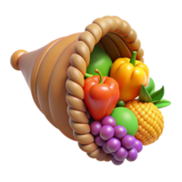 distinctive nordic Cornucopia, horn of plenty, overflowing with fruit, with Transparent Background original png