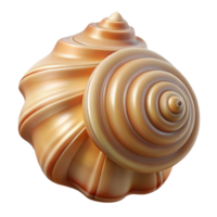 alluring distinctive Professional render, photorealistic, ultra-detailed depiction of a single, polished seashell with intricate spiral patterns Isolated cutout with Transparent Background png
