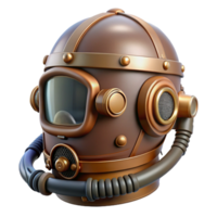 bold glorious Steampunk helmet with a visor and communication device with Transparent Background 4K png