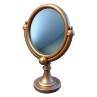 calm glorious Hyper-specific, photorealistic isolated cutout of a single antique mirror reflecting a distorted reality with Transparent Background crisp png