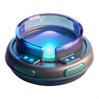dazzling geometric Hyper-specific, professional render of a futuristic, sleek communication device with holographic display with Transparent Background genuine png