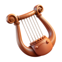 alluring contemporary Ultra-detailed photorealistic isolated cutout of a single, ancient Greek lyre, strings intact with Transparent Background detailed png